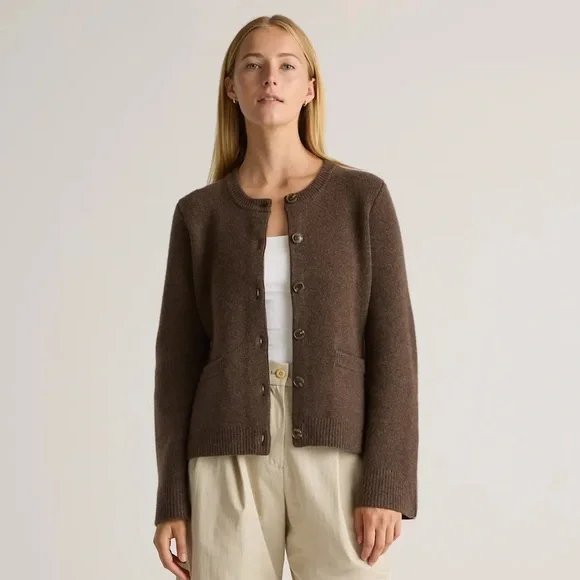 Quince Mongolian Cashmere Structured Cardigan in brown size S - Picture 5 of 16